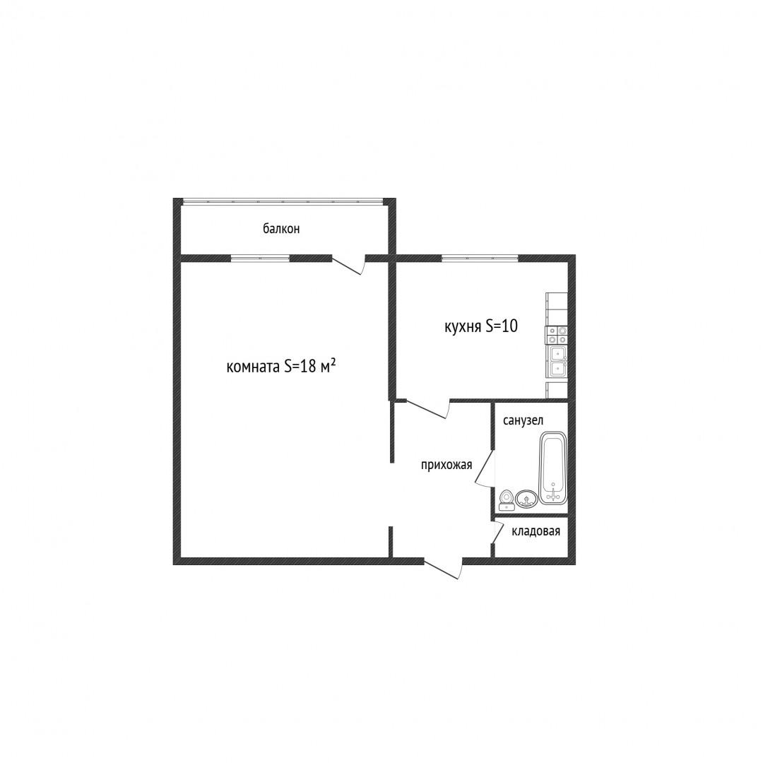 1-комнатная 37.1 м2 в ЖК undefined корпус null этаж 5