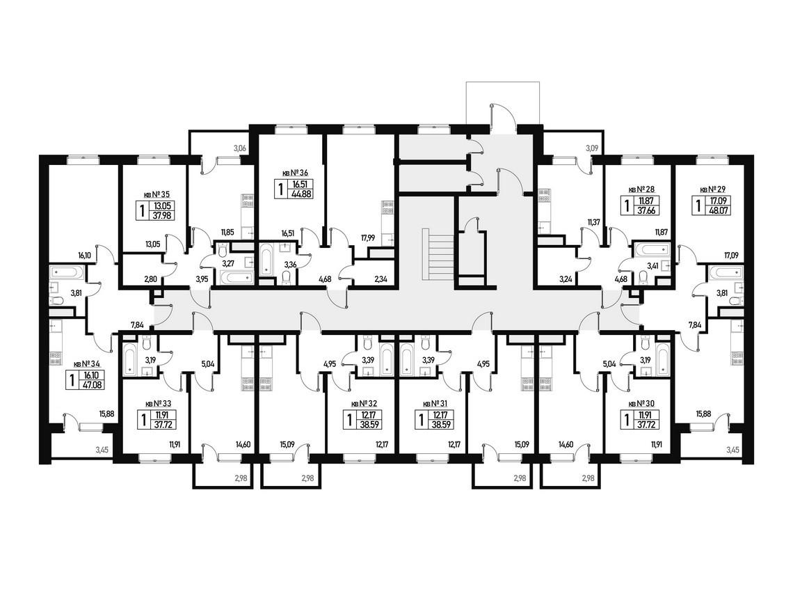 1-комнатная 34 м2 в ЖК Борисоглебское корпус null этаж 1