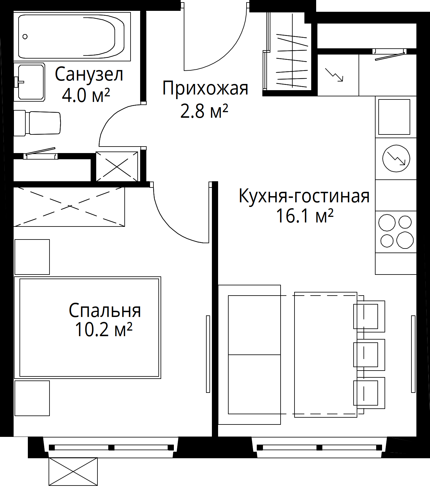 1-комнатная 33 м2 в ЖК Эко Видное 2.0 корпус null этаж 4