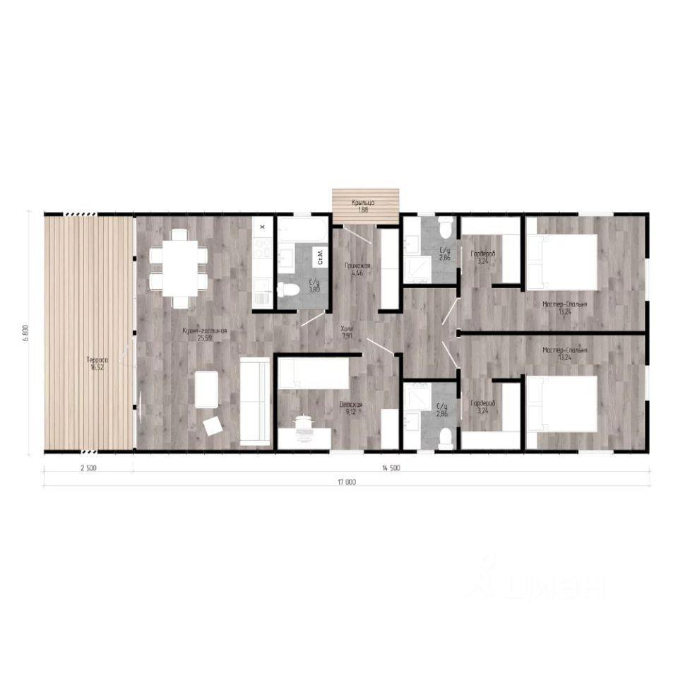 3-комнатная 107 м2 в ЖК undefined корпус null этаж null