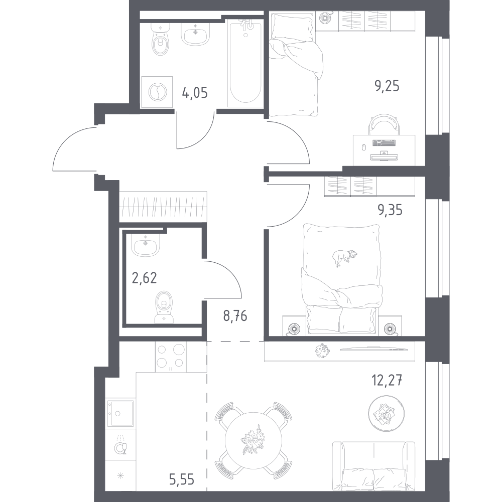 Студия 51 м2 в ЖК Живи! В Рыбацком корпус null этаж 2