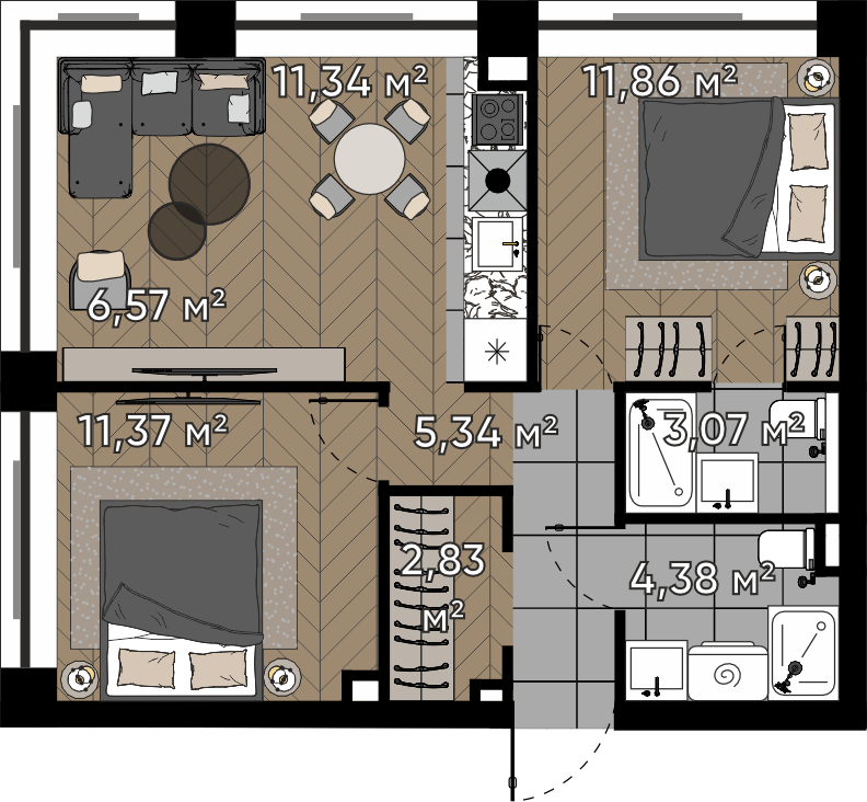 Студия 56 м2 в ЖК Квартал Серебряный бор корпус null этаж 9