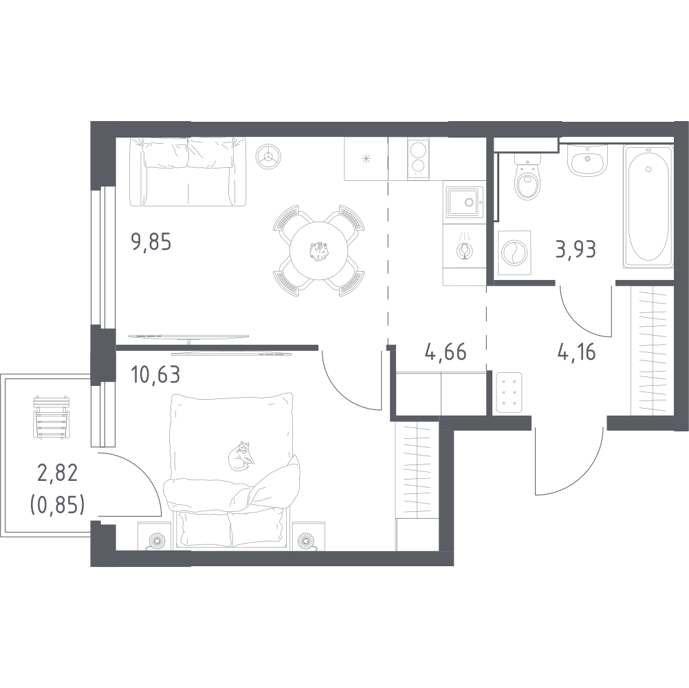 Студия 34 м2 в ЖК Донские Легенды корпус null этаж 12