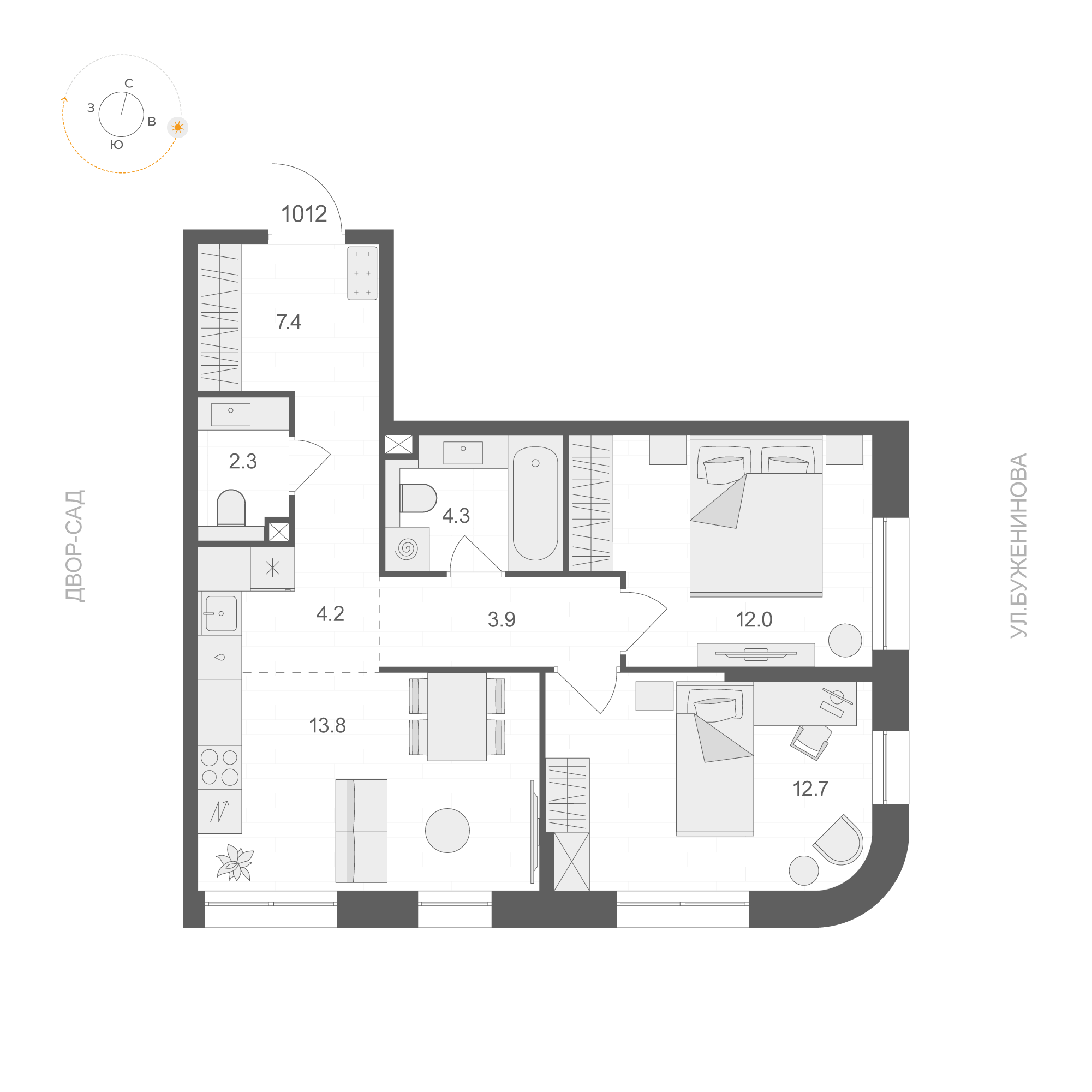 Студия 60 м2 в ЖК Artel / Электрозаводская, 60 / Candles корпус null этаж 10