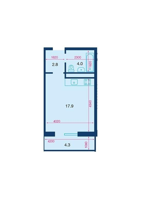 Студия 24.8 м2 в ЖК undefined корпус null этаж 9