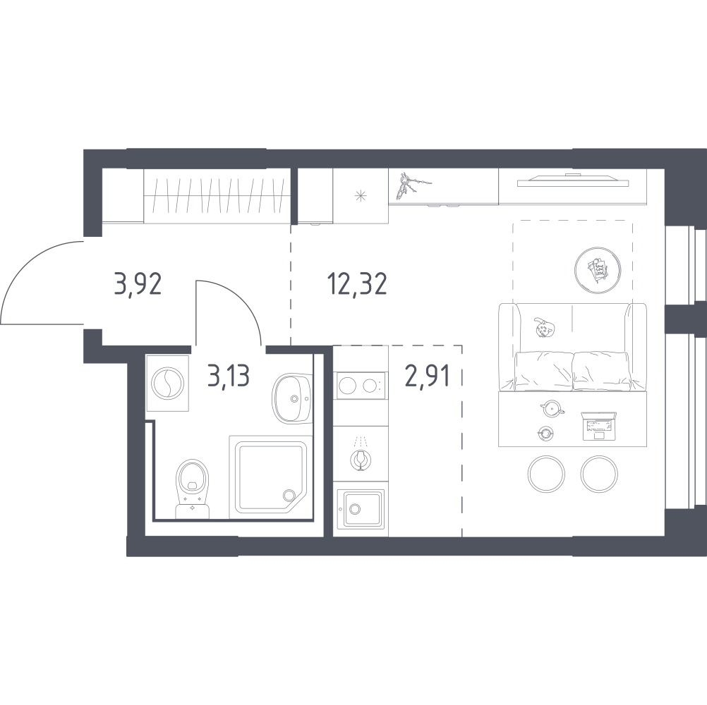 Студия 22 м2 в ЖК Подольские кварталы корпус null этаж 3