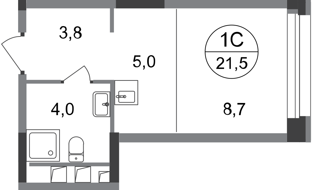Студия 21 м2 в ЖК Первый Московский корпус null этаж 17