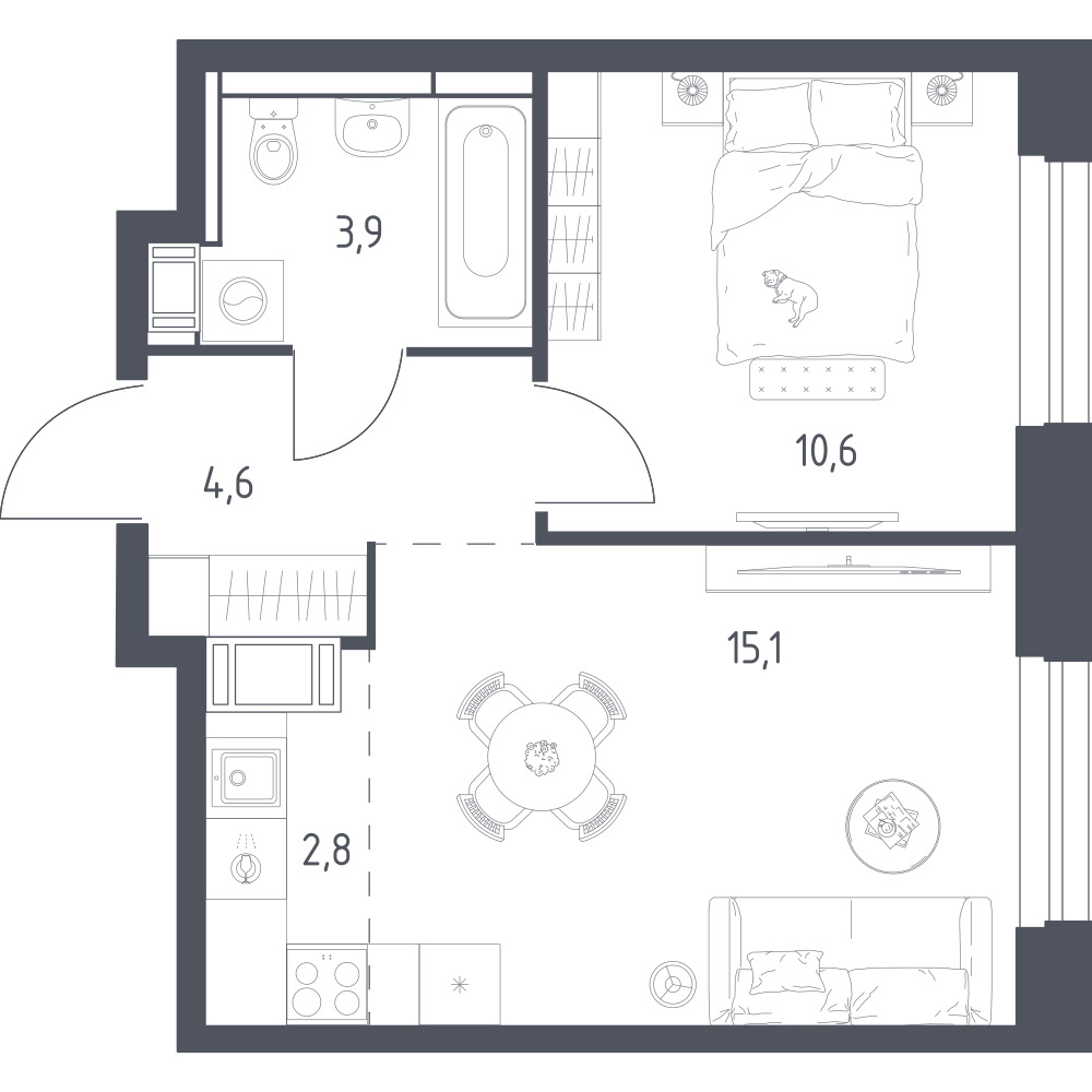 Студия 36 м2 в ЖК Мытищи Парк корпус null этаж 8