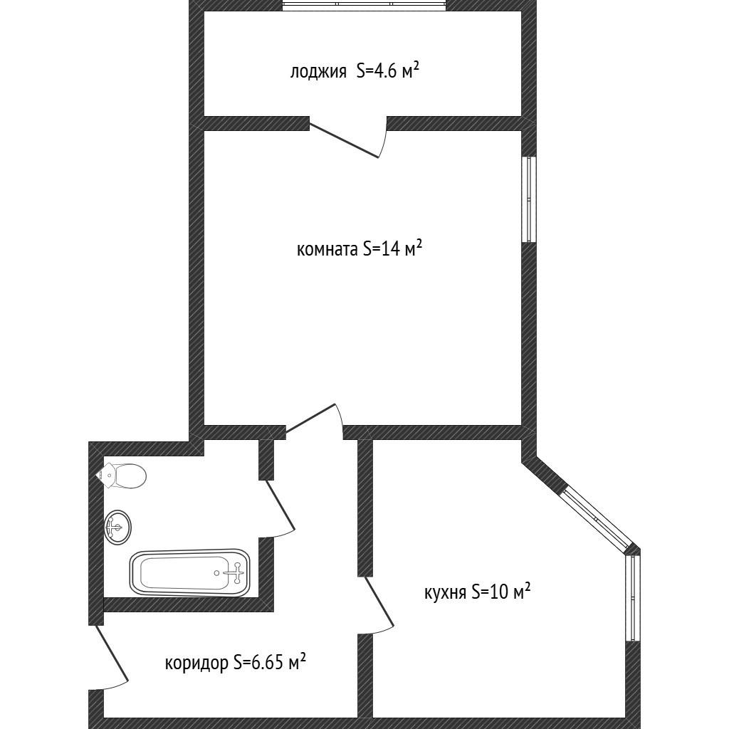 1-комнатная 39.4 м2 в ЖК undefined корпус null этаж 13