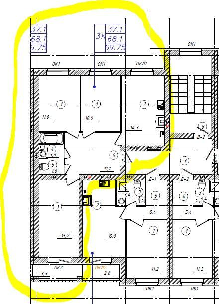 3-комнатная 69.8 м2 в ЖК undefined корпус null этаж 1