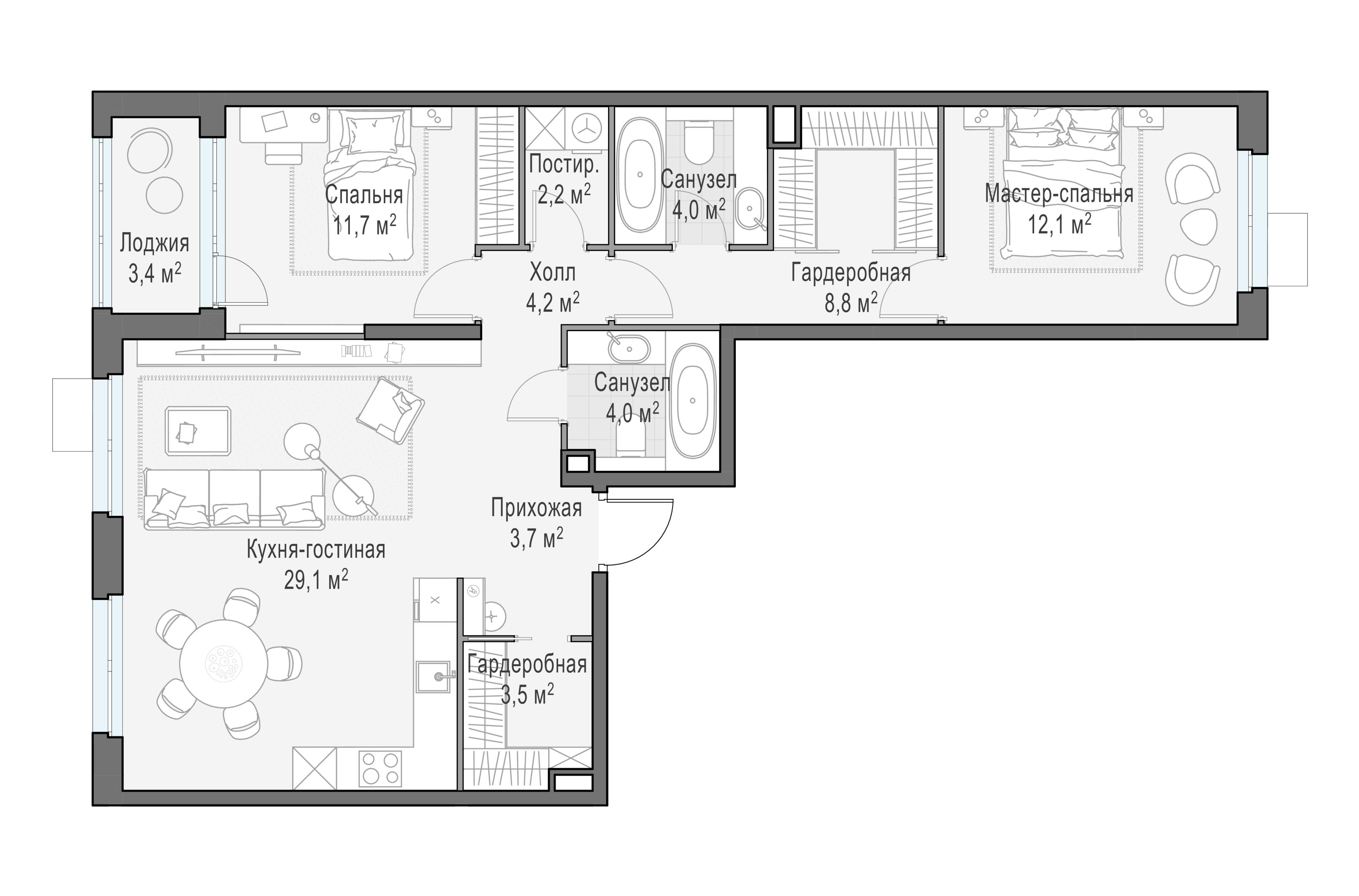 3-комнатная 82 м2 в ЖК Жилой квартал «Новое Медведково» корпус null этаж 2