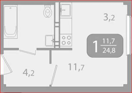 Студия 24.8 м2 в ЖК undefined корпус null этаж 13