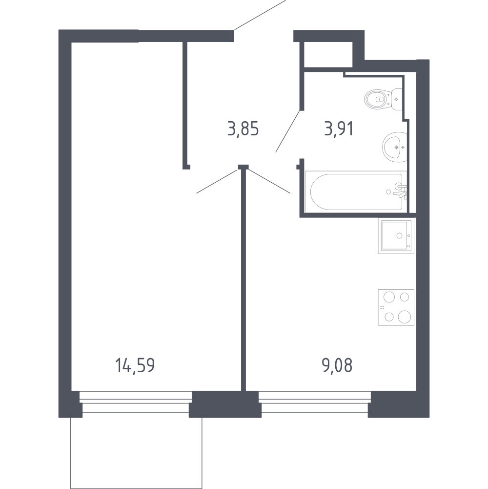 1-комнатная 31 м2 в ЖК Сердце Сахалина корпус null этаж 7
