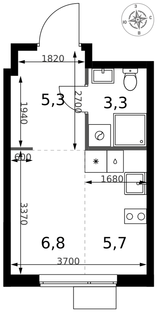 Студия 21 м2 в ЖК 1-й Измайловский корпус null этаж 13