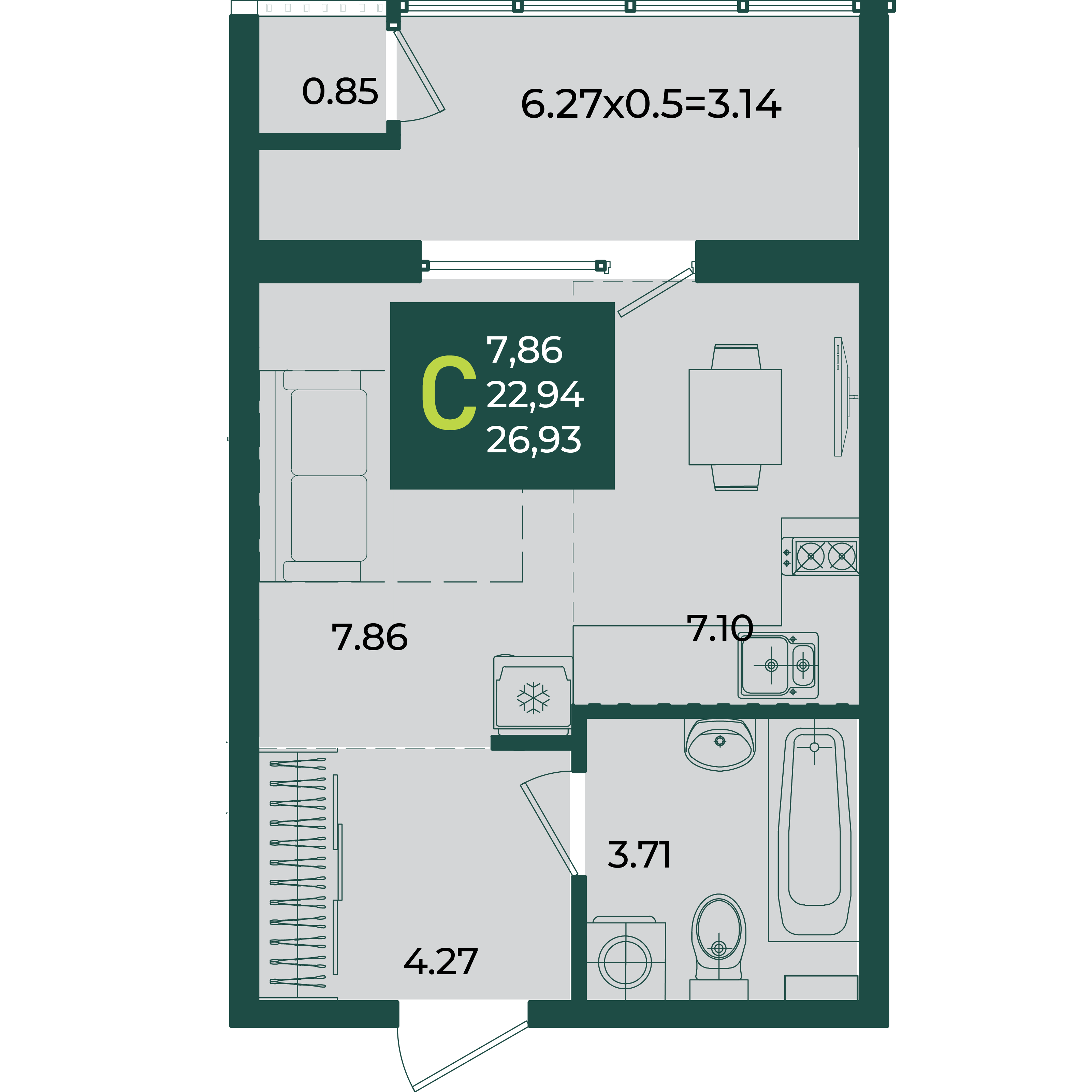 Студия 26 м2 в ЖК Образцово корпус null этаж 2