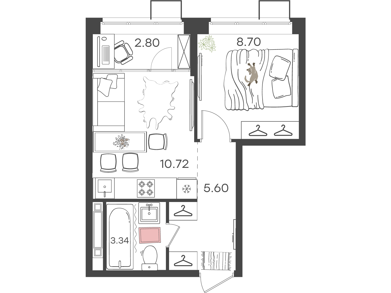 1-комнатная 31 м2 в ЖК Новая Жизнь - Львовская корпус null этаж 3
