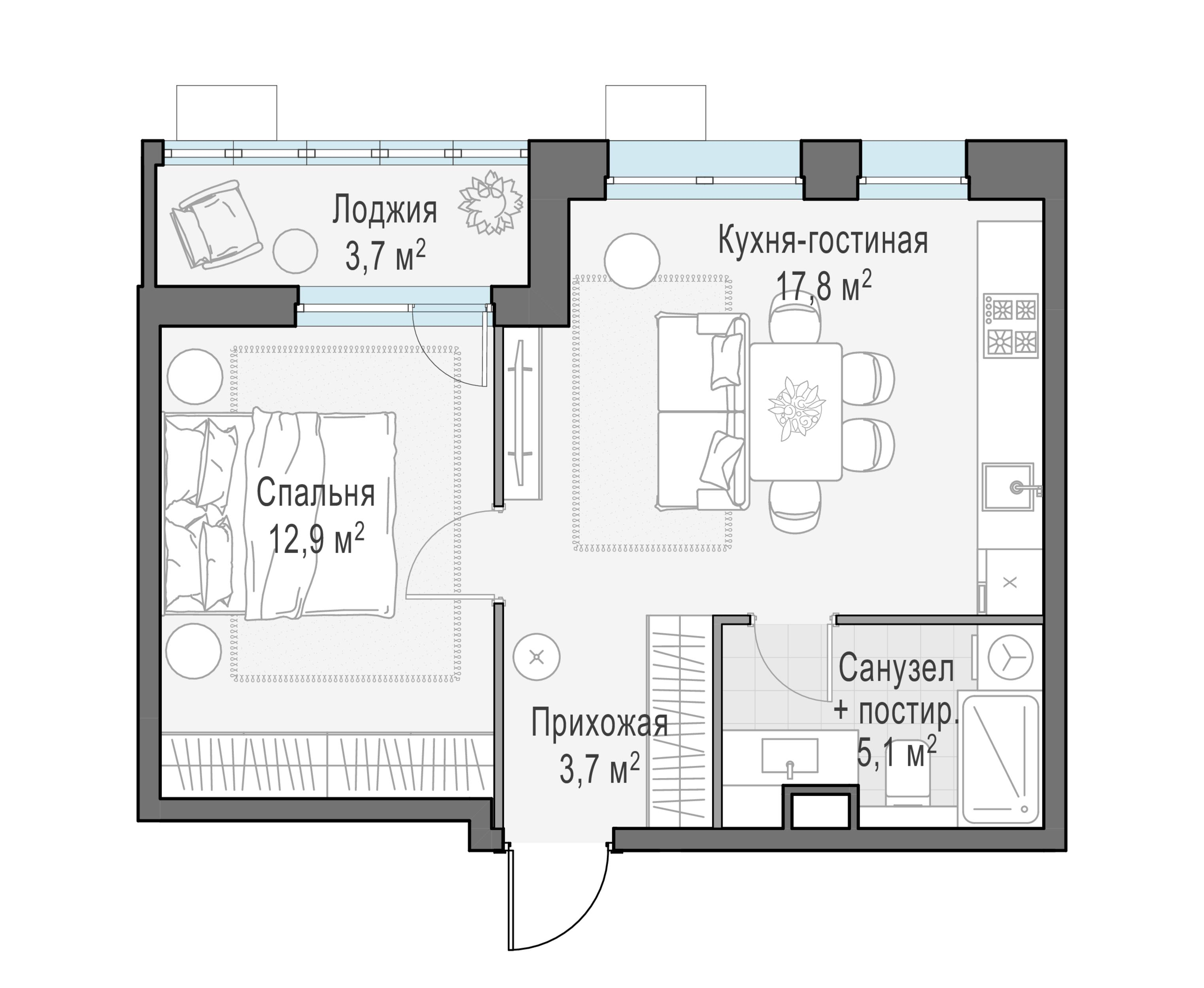 2-комнатная 41 м2 в ЖК Жилые кварталы «Новое Пушкино» корпус null этаж 9