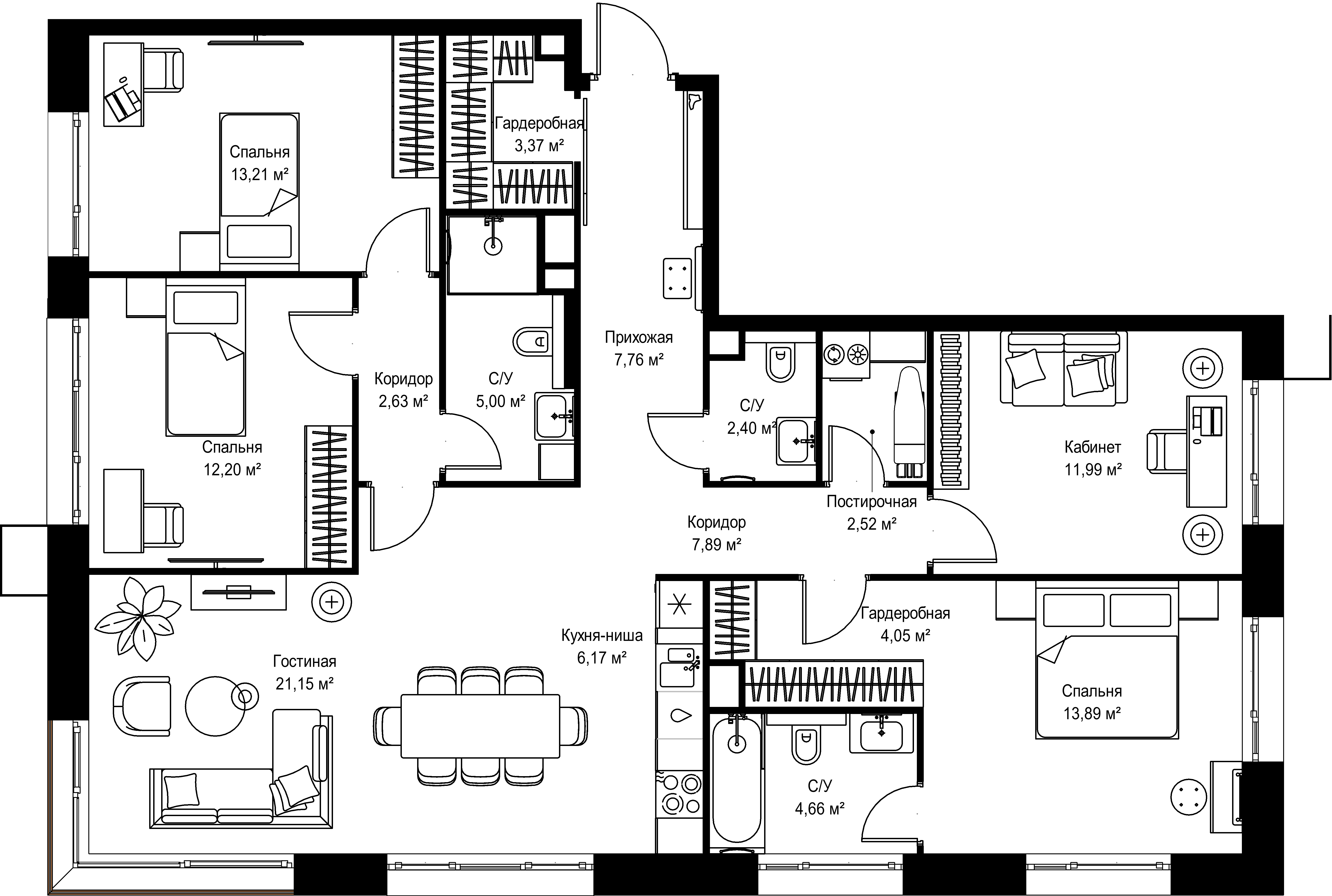4-комнатная 118 м2 в ЖК МЫС корпус null этаж 8