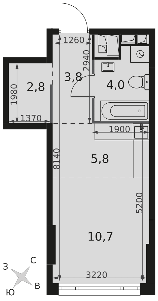 Студия 27 м2 в ЖК Роттердам корпус null этаж 22