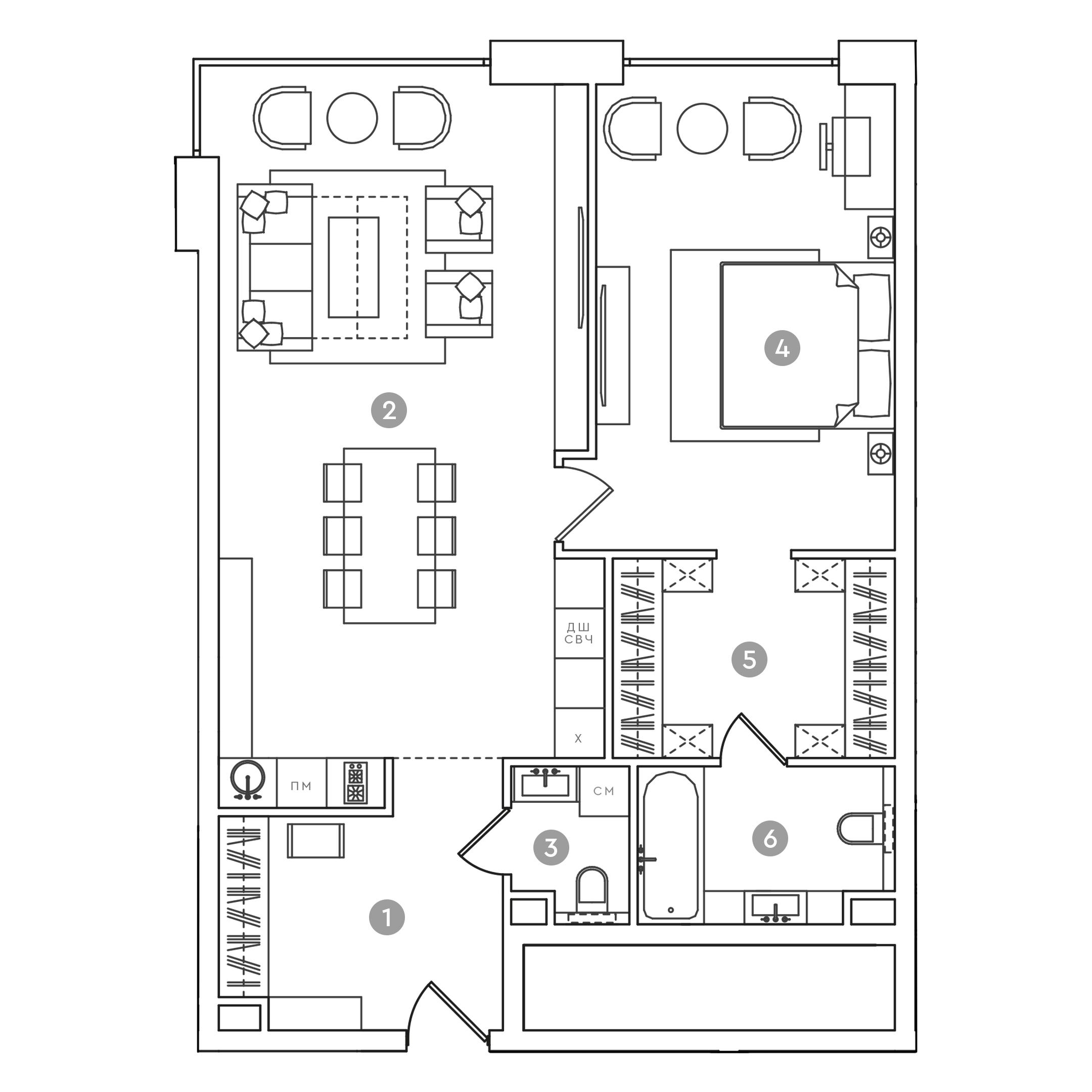 2-комнатная 84 м2 в ЖК RED7 корпус null этаж 8