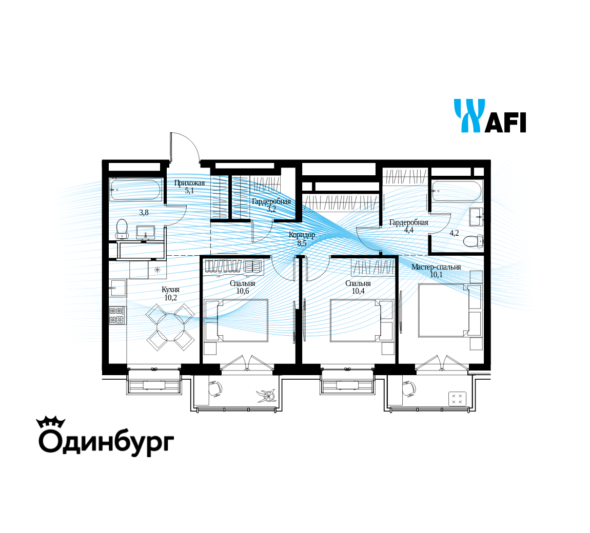 Студия 73 м2 в ЖК Одинбург корпус null этаж 24