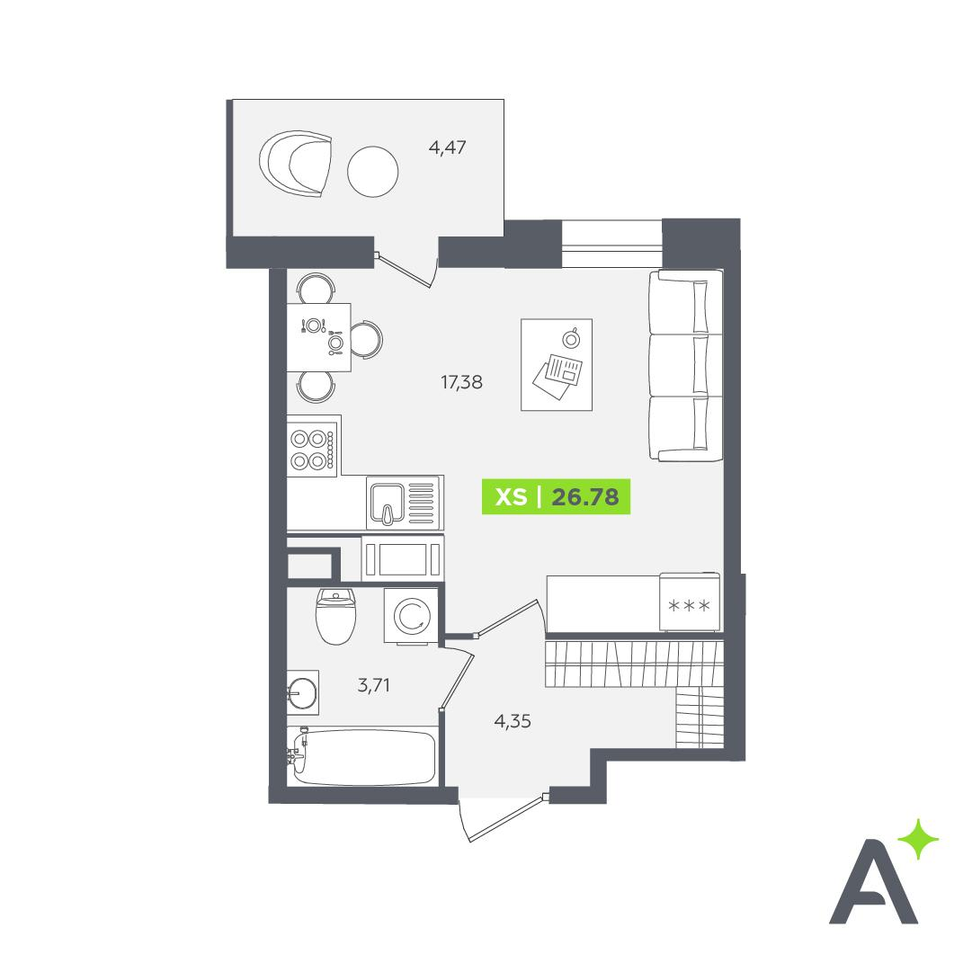 Студия 26 м2 в ЖК Аквилон STORIES корпус null этаж 10