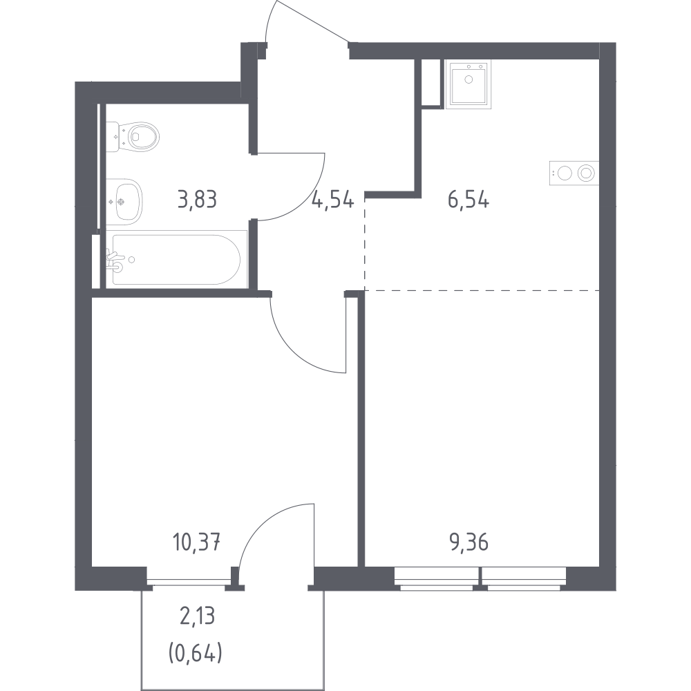 Студия 35 м2 в ЖК Остафьево корпус null этаж 3