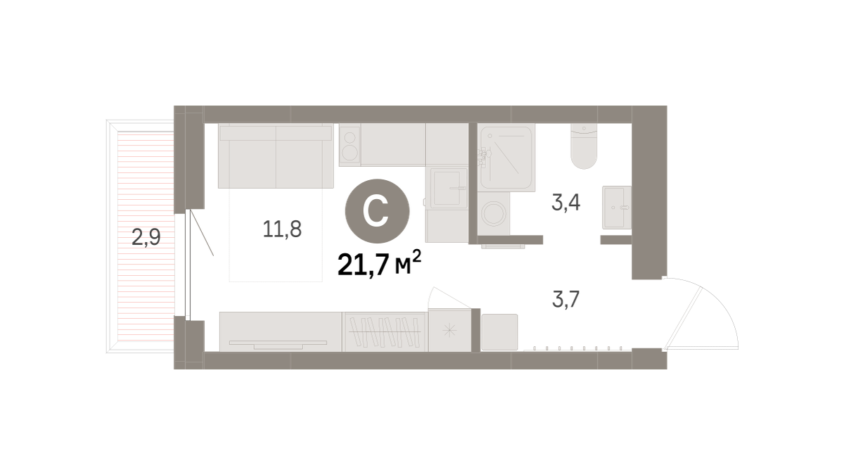 Студия 21 м2 в ЖК Шишимская горка корпус null этаж 4