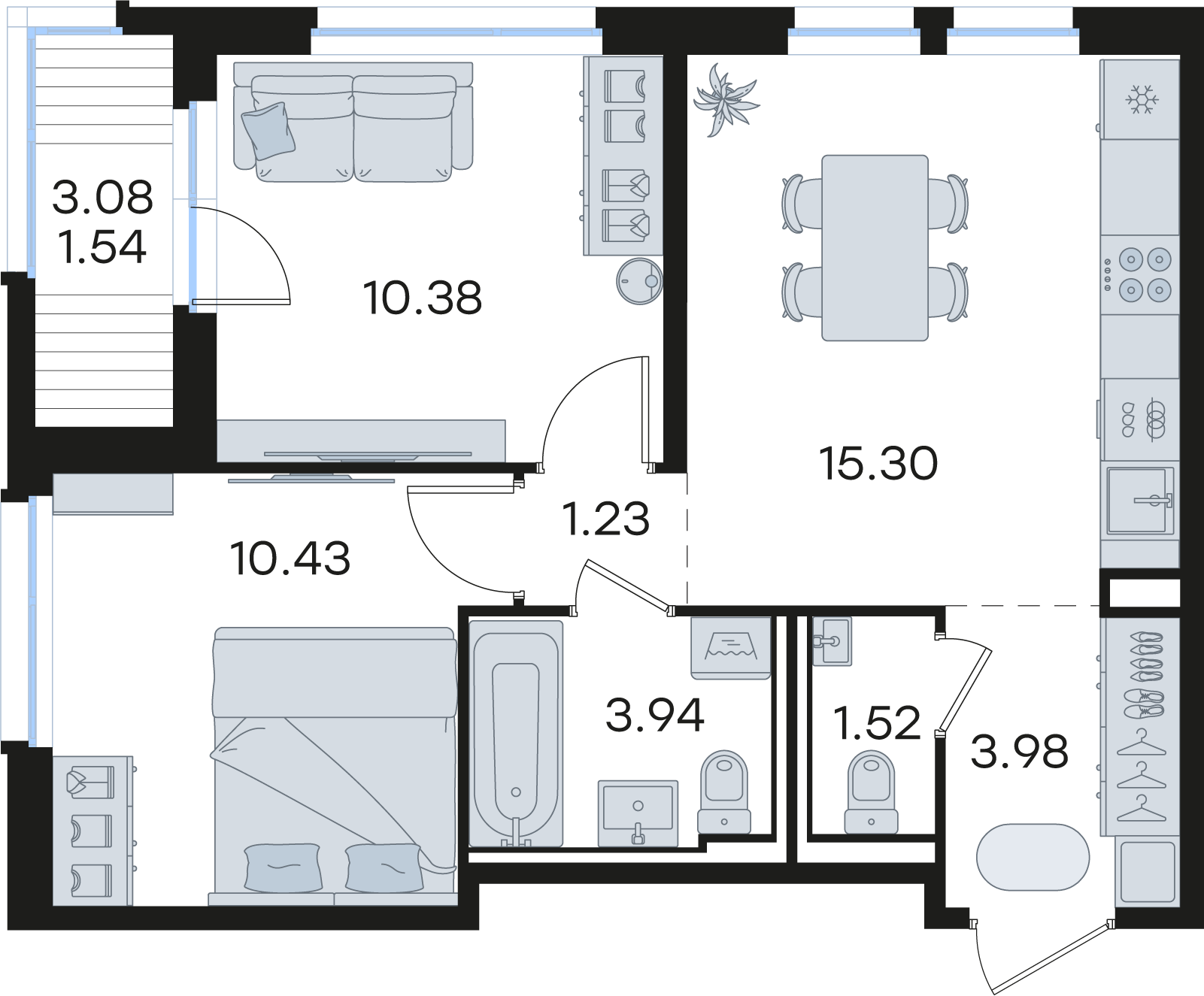 2-комнатная 48 м2 в ЖК Новинки корпус null этаж 7