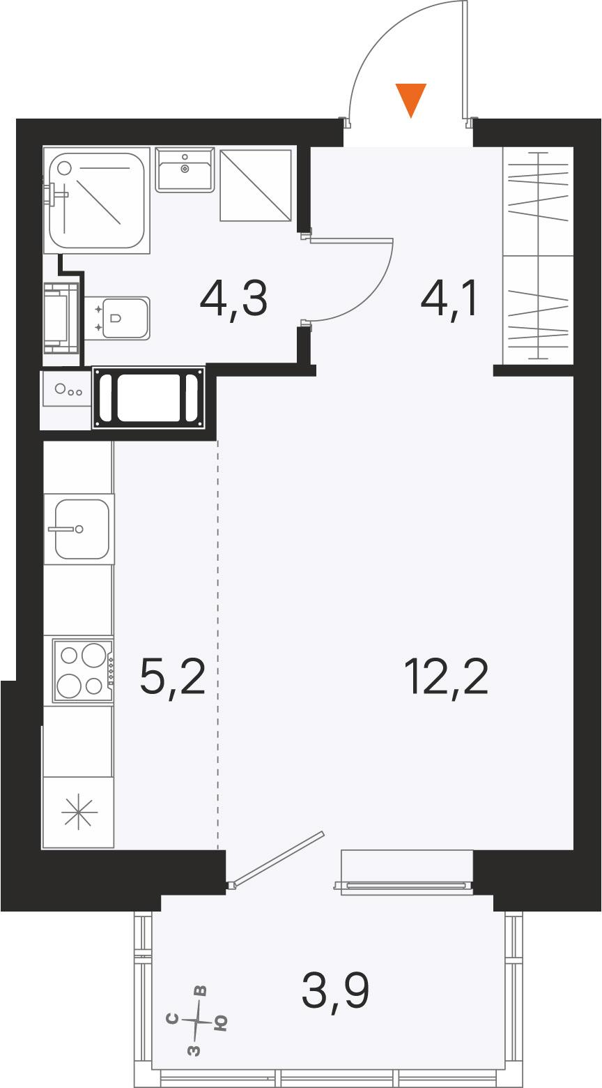 Студия 26 м2 в ЖК М36 корпус null этаж 4