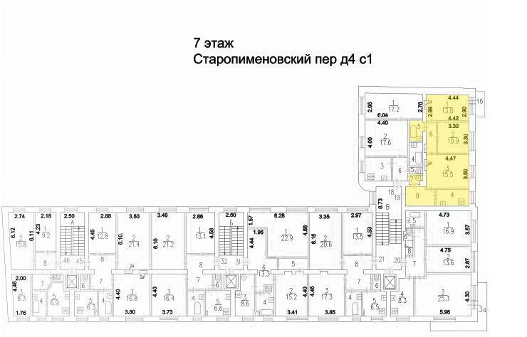 3-комнатная 60.1 м2 в ЖК undefined корпус null этаж 7