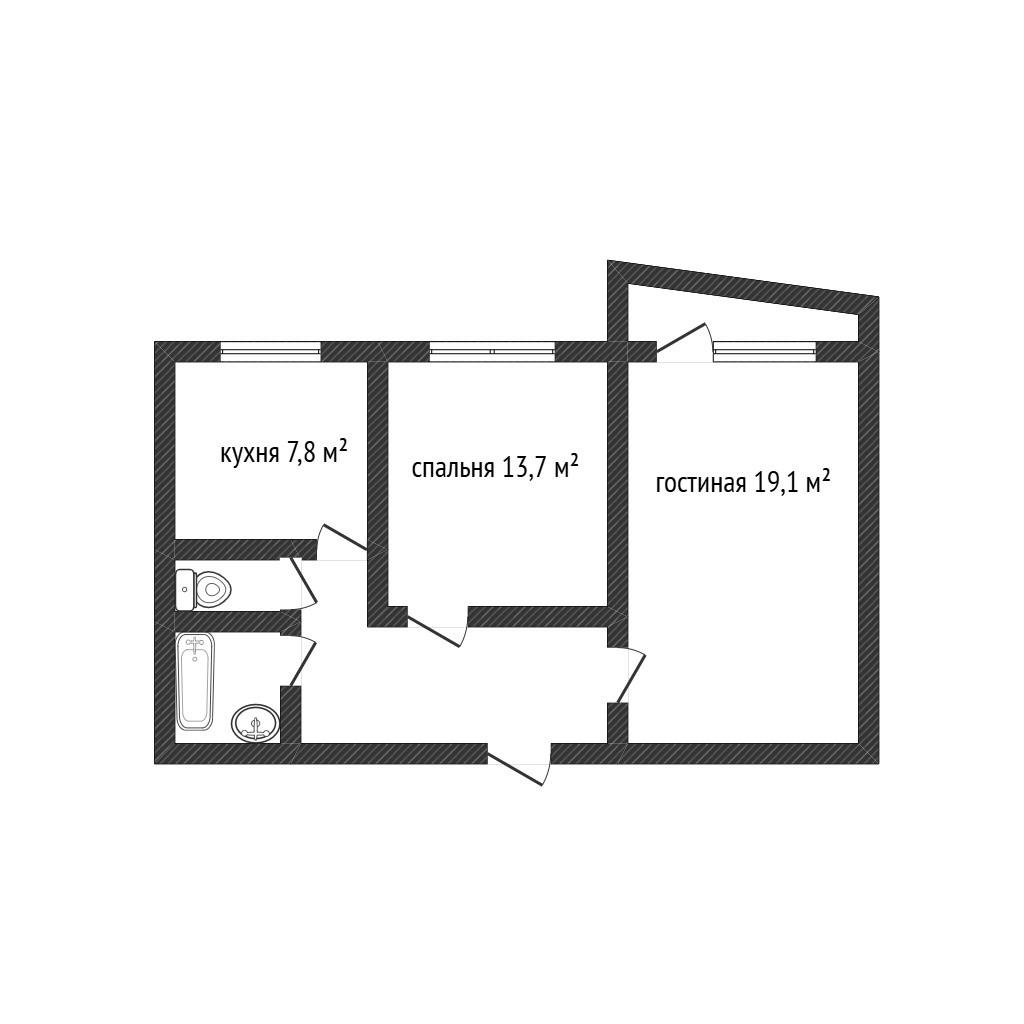 2-комнатная 52.5 м2 в ЖК undefined корпус null этаж 9