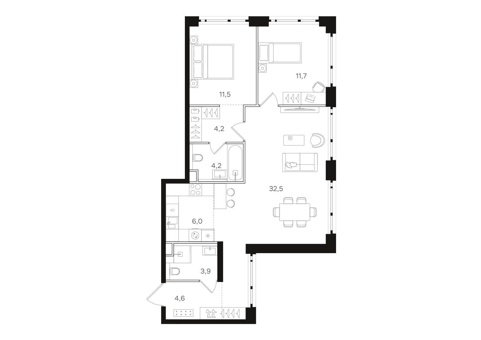 2-комнатная 78 м2 в ЖК НАЗАРÉ корпус null этаж 24