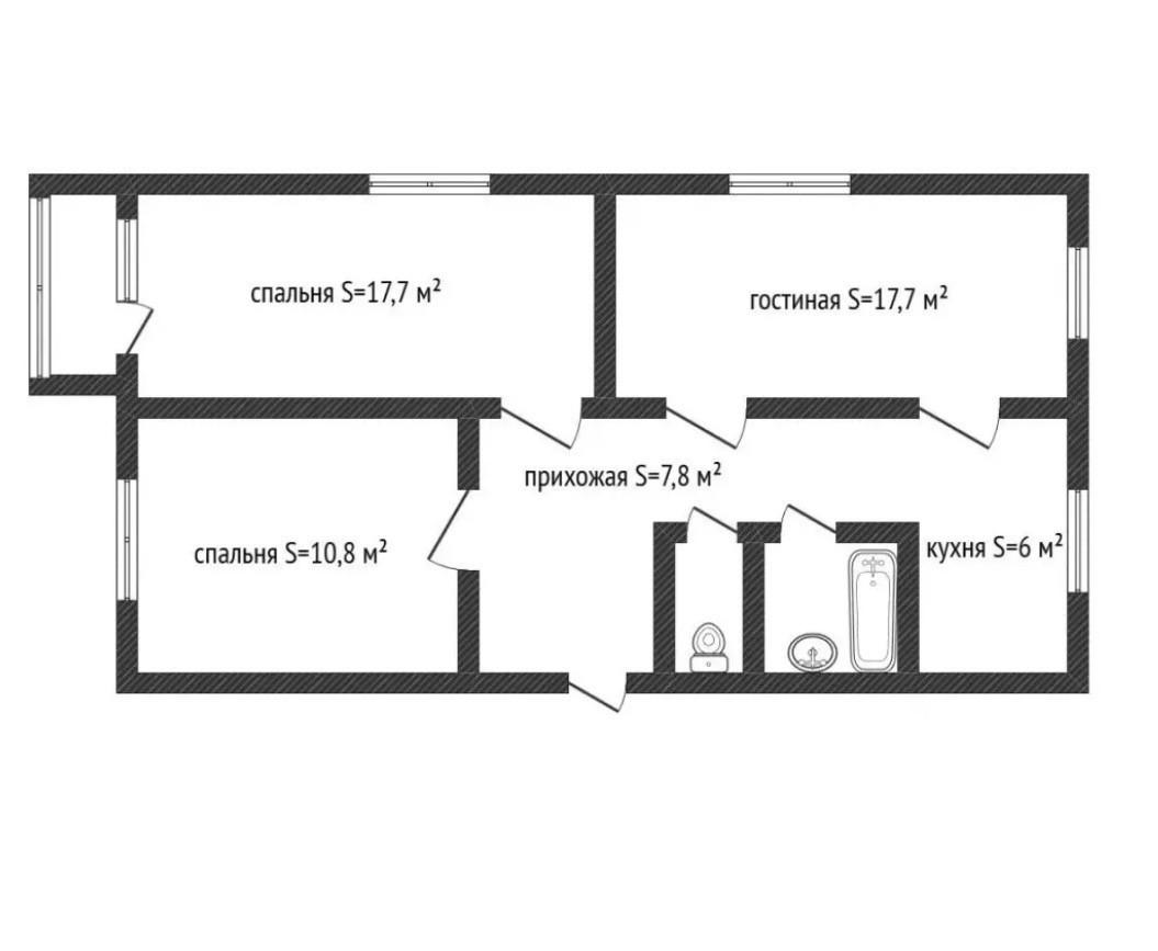 3-комнатная 63.5 м2 в ЖК undefined корпус null этаж 5