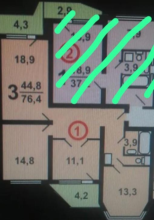 3-комнатная 80 м2 в ЖК undefined корпус null этаж 12