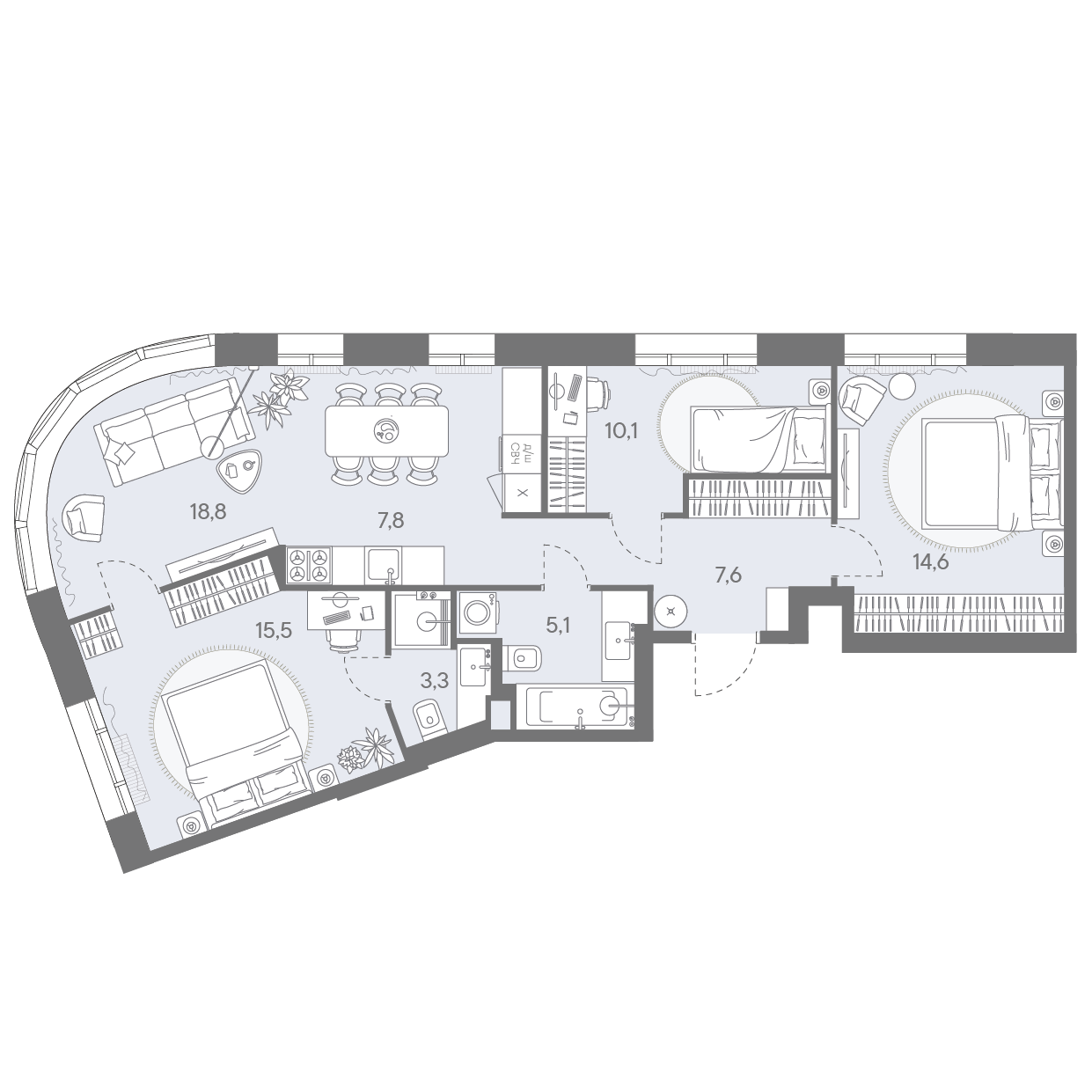 4-комнатная 82 м2 в ЖК Родина Переделкино корпус null этаж 11