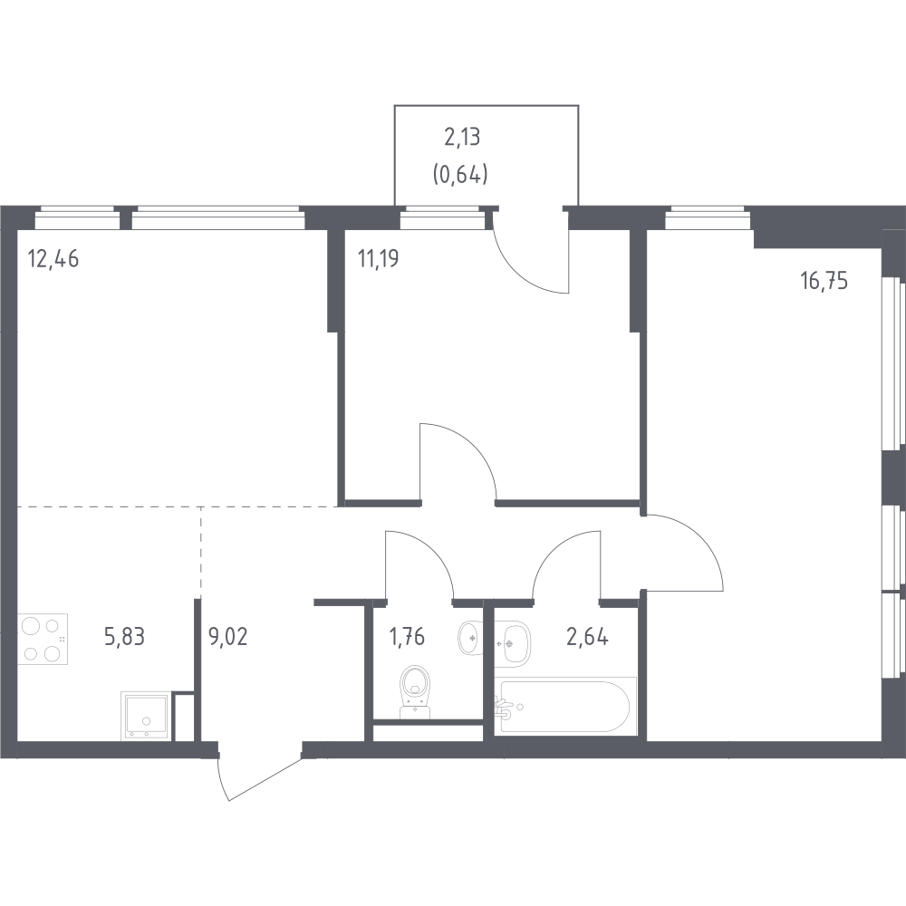 Студия 60 м2 в ЖК Остафьево корпус null этаж 4