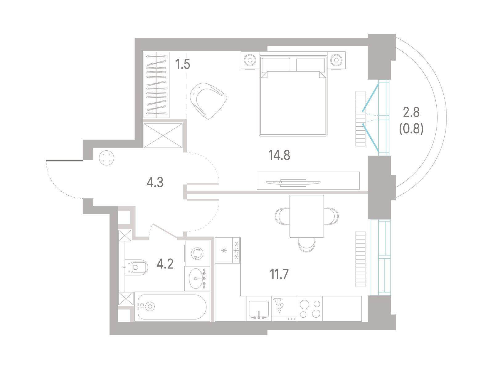 1-комнатная 37 м2 в ЖК КОД Сокольники корпус null этаж 13