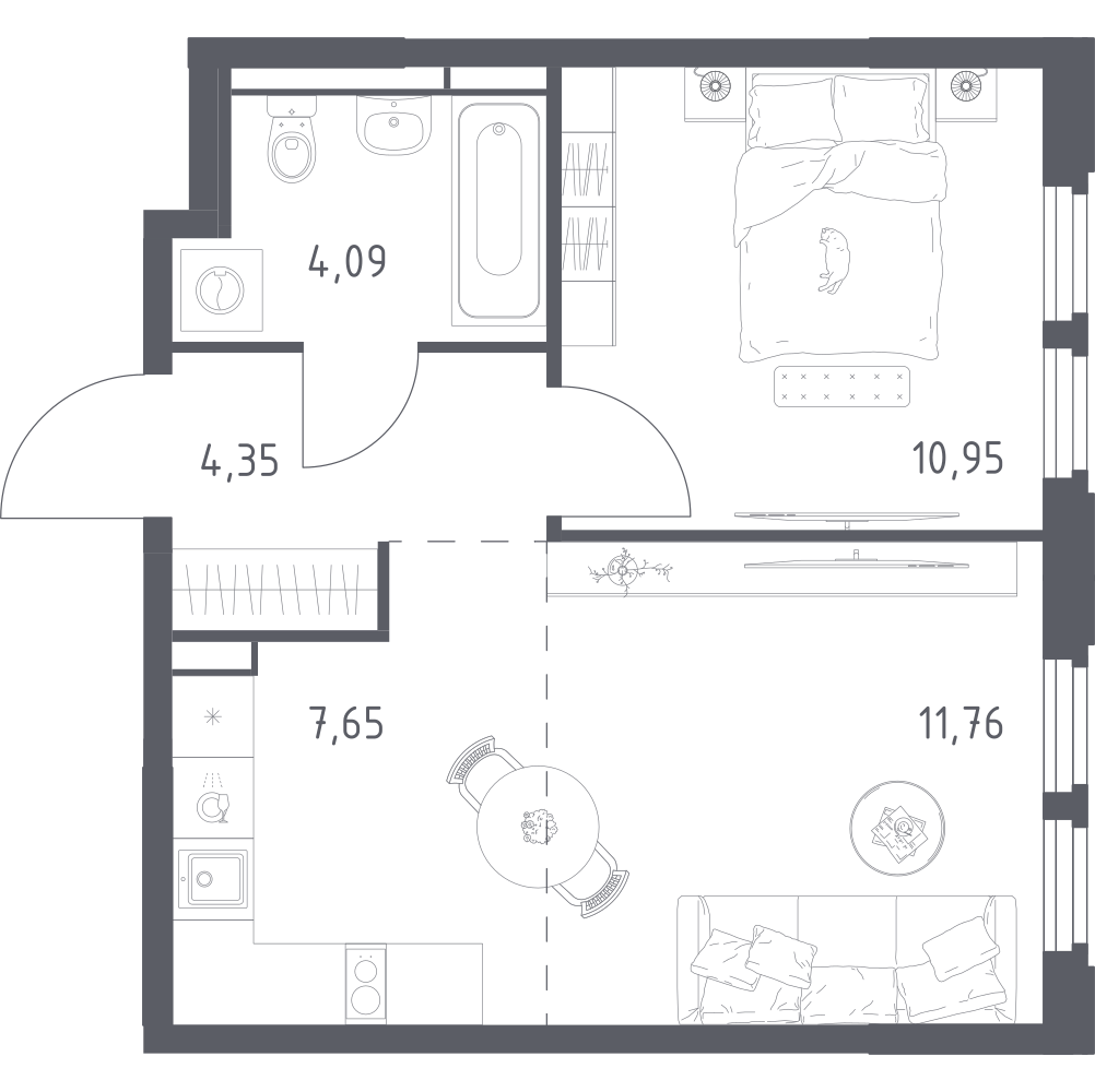 Студия 38 м2 в ЖК Космический Квартал корпус null этаж 3