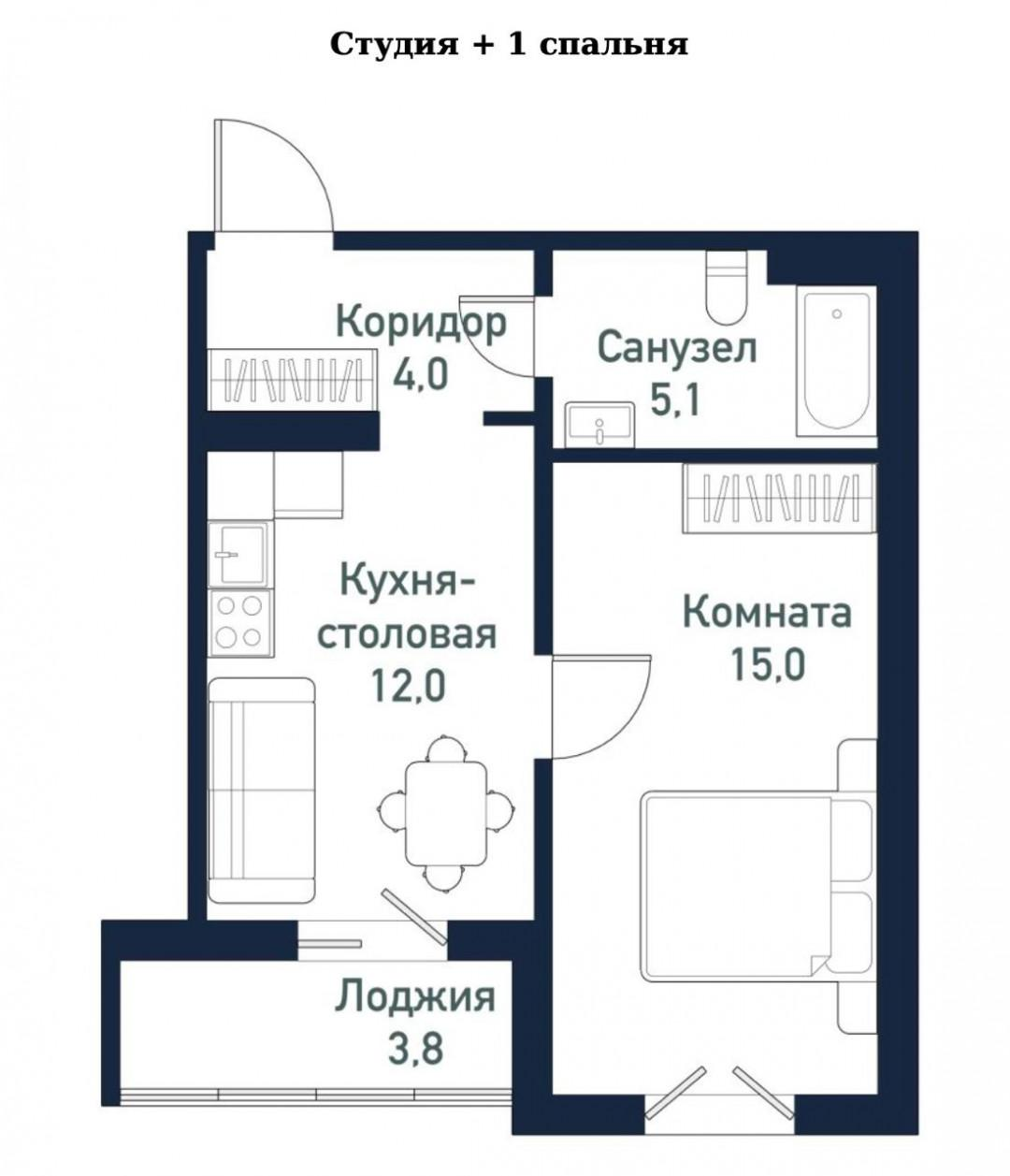 1-комнатная 36 м2 в ЖК undefined корпус null этаж 9