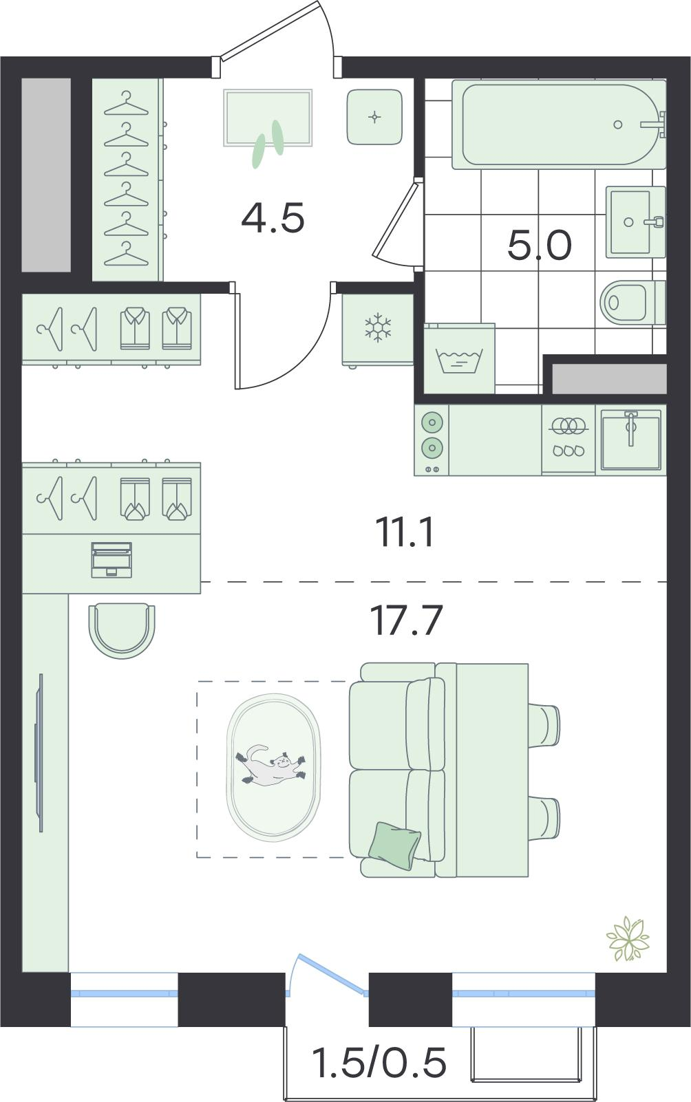 1-комнатная 38 м2 в ЖК G3 Театральный корпус null этаж 3