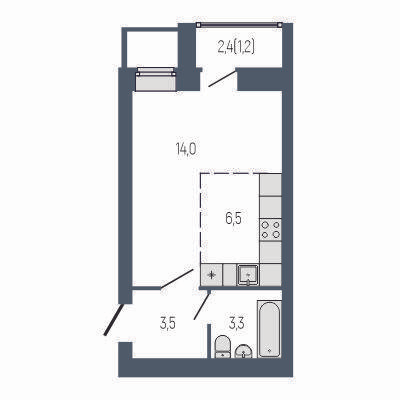 Студия 30 м2 в ЖК Философия Идеалистов на Первомайском корпус null этаж 1