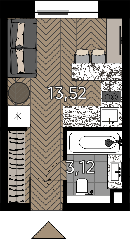 Студия 16 м2 в ЖК Зорге 9 корпус null этаж 3