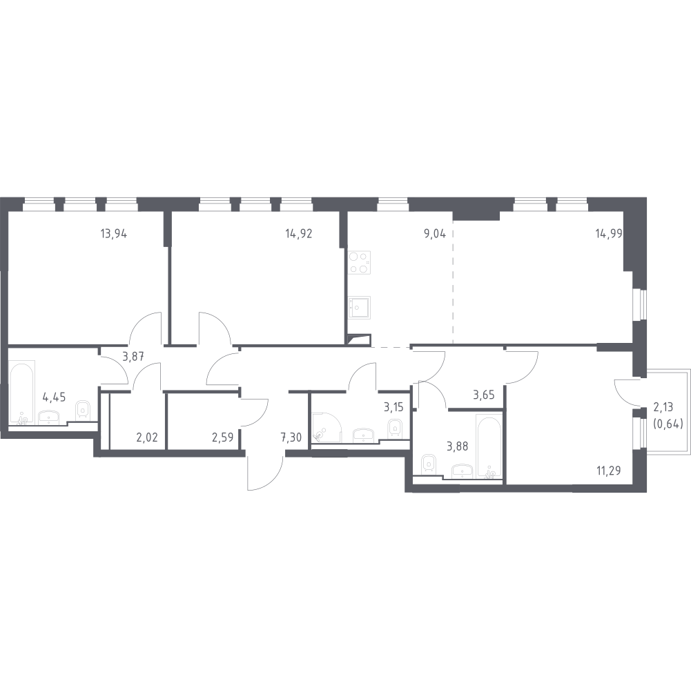Студия 94 м2 в ЖК Остафьево корпус null этаж 9