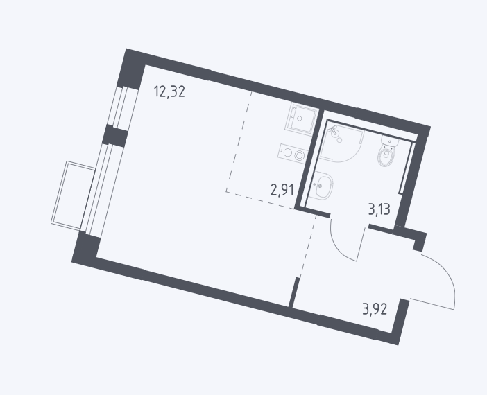 Студия 22.3 м2 в ЖК undefined корпус null этаж 8