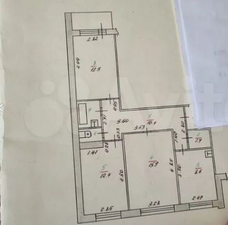 3-комнатная 64 м2 в ЖК undefined корпус null этаж 6