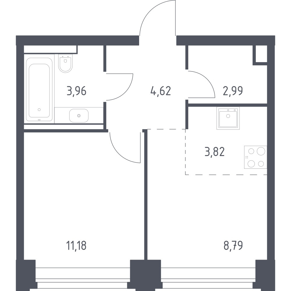 Студия 35 м2 в ЖК НОВА корпус null этаж 24