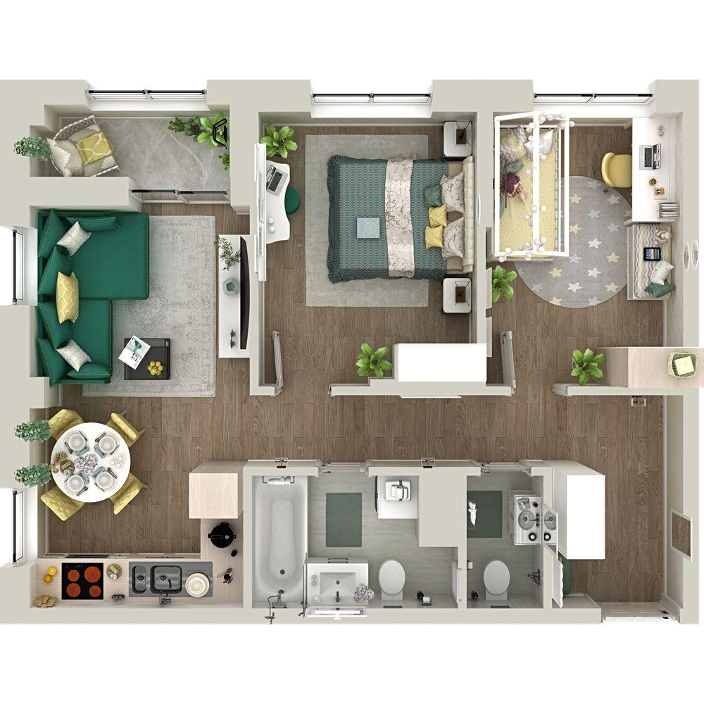 2-комнатная 57 м2 в ЖК Гранд Квартал корпус null этаж 16