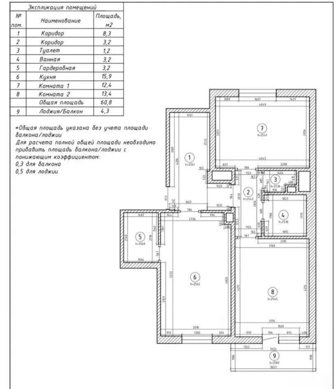 2-комнатная 61 м2 в ЖК undefined корпус null этаж 24