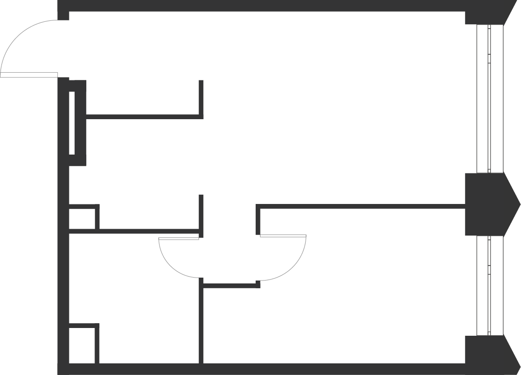 1-комнатная 42 м2 в ЖК Voice Towers корпус null этаж 24